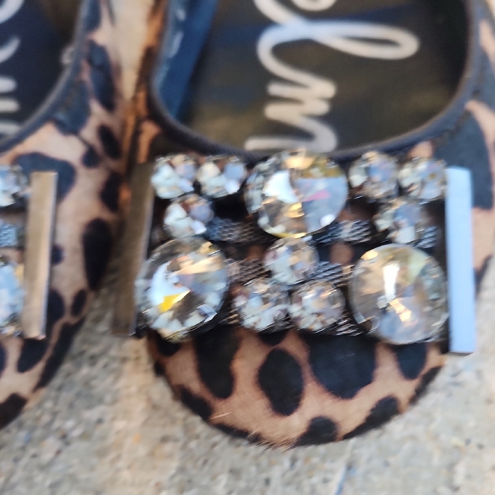 Sam Edelman Leopard-Print Crystal Toe Ballet Flats - Brown/Black - Picture 4 of 16